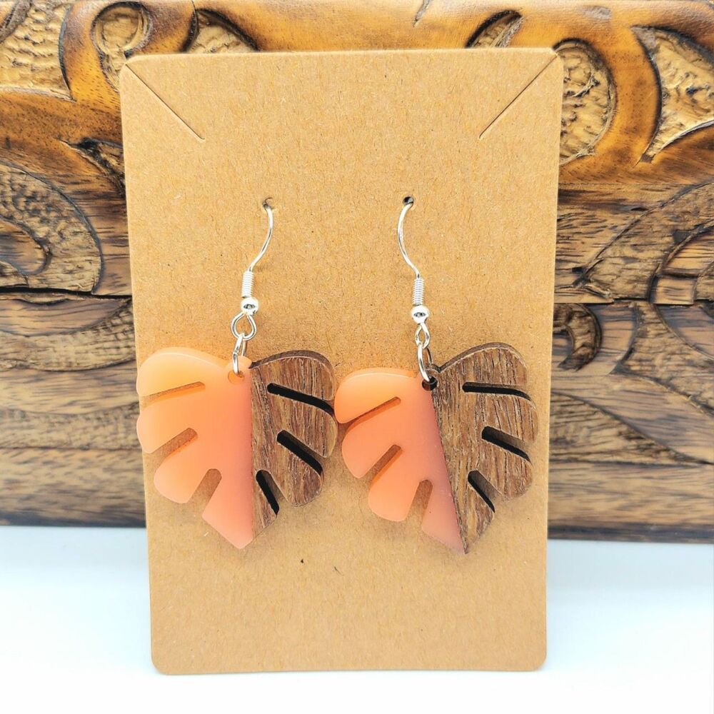 Monstera Earrings gardencore cottagecore boho plant leaf earrings